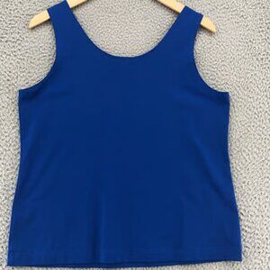 Top Women 2 US Large Blue Travel Knit Tank Cami Layer Sleeveless Pullover